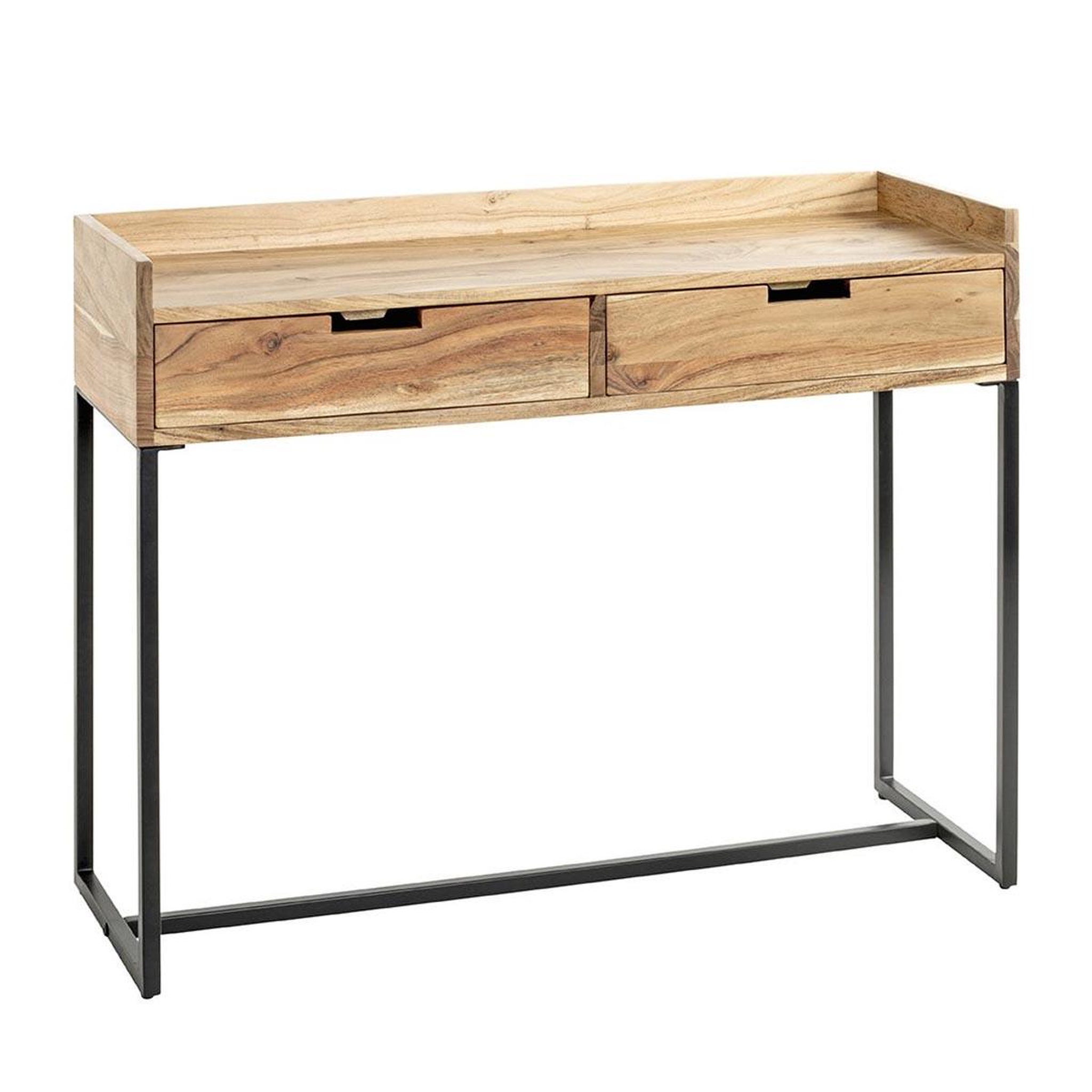 Paris Prix Console bureau 2 tiroirs  sphera  100cm naturel & noir
