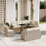 VIDAXL Salon de jardin avec coussins 9 pcs beige resine tressee