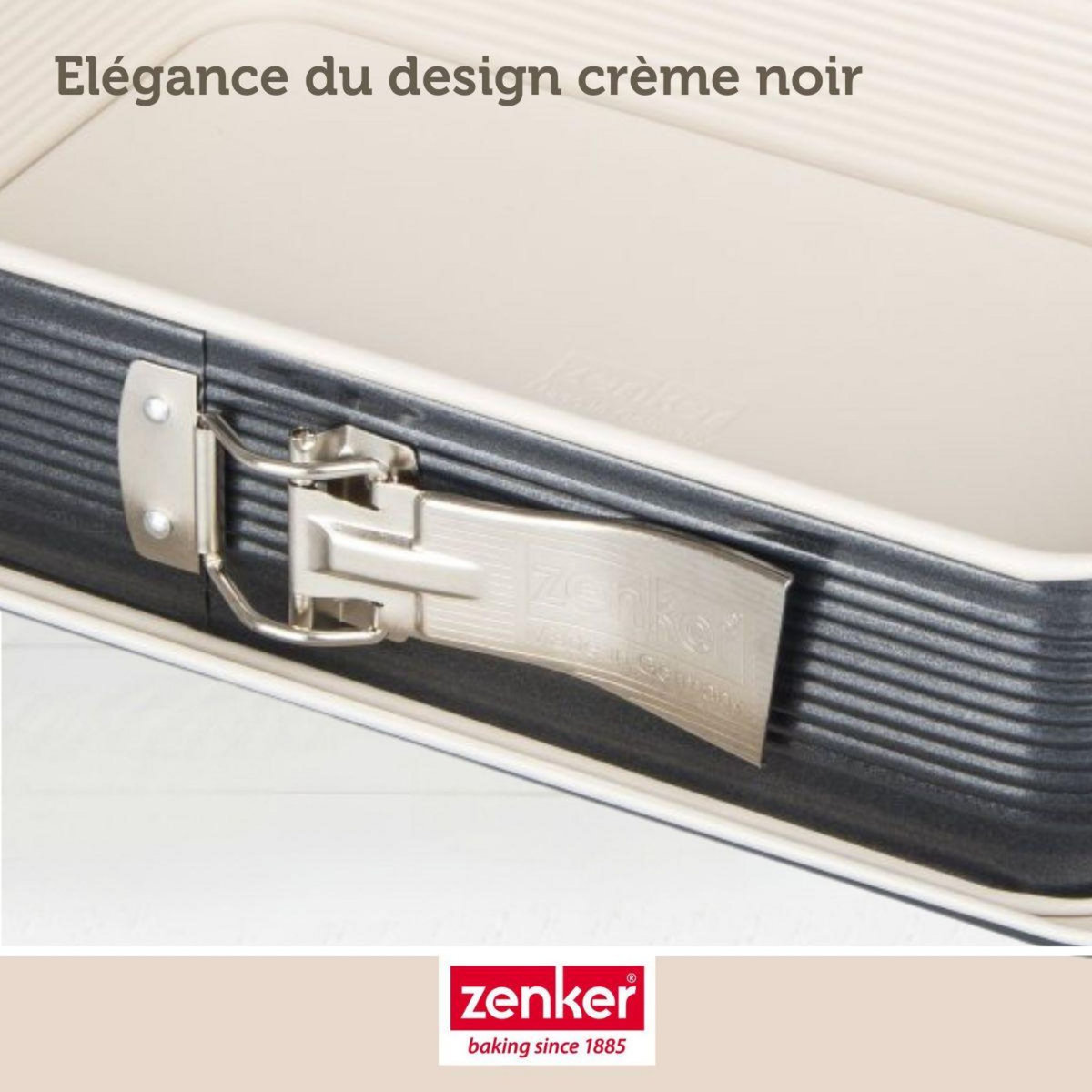 ZENKER Ensemble de 2 Moules à charnière rectangulaire 28 x 18 cm crème noir Zenker Smart Pastry