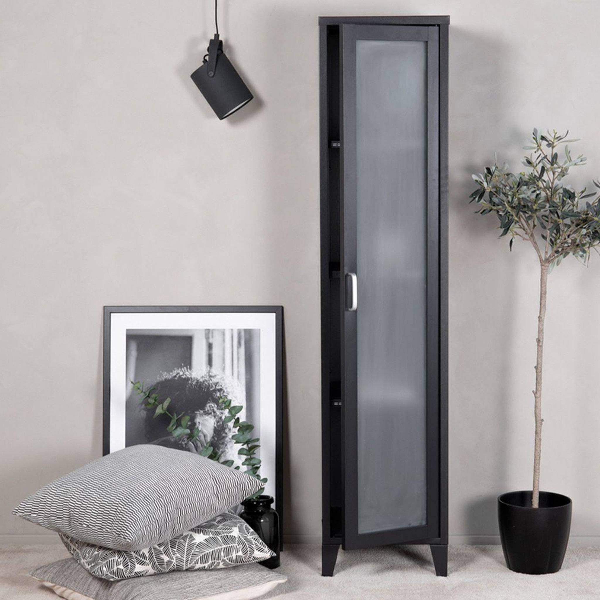 Voir la diapositive 6 : Paris Prix Vitrine avec porte givrée  acero  150cm noir