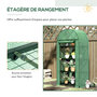 Voir la diapositive 6 : OUTSUNNY Serre de jardin serre de balcon 4 étagères métal porte zippée enroulable 80 x 49 x 160 cm PE vert