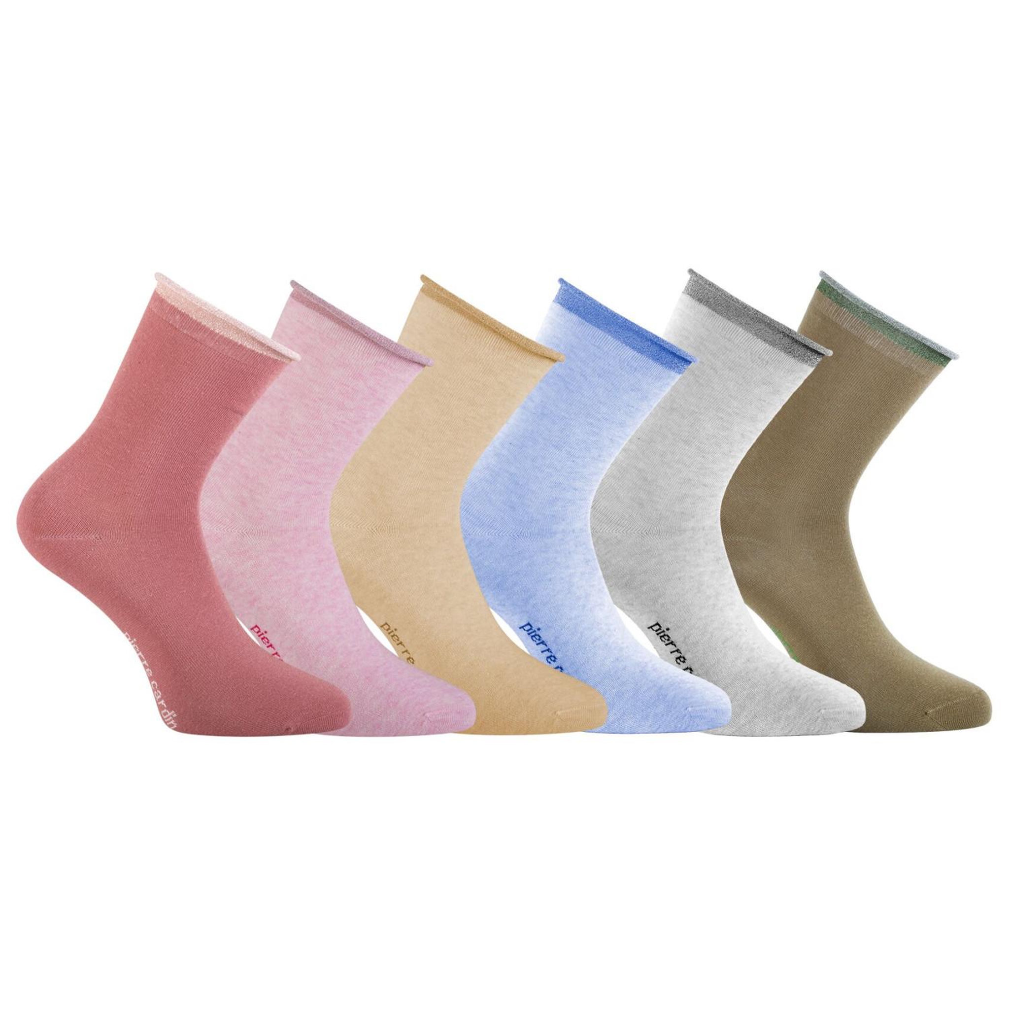 Voir la diapositive 1 : PIERRE CARDIN 6 paires de chaussettes chinées et fil lurex femme hand made silver