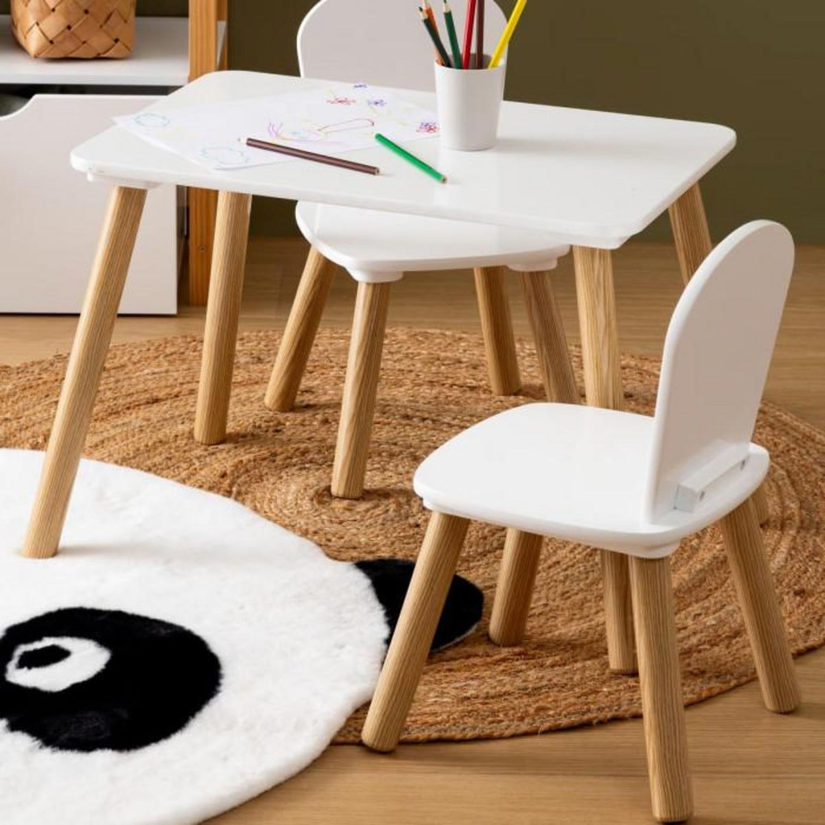 Atmosphera Kids Table Enfant & 2 Chaises  Alex  58cm Blanc