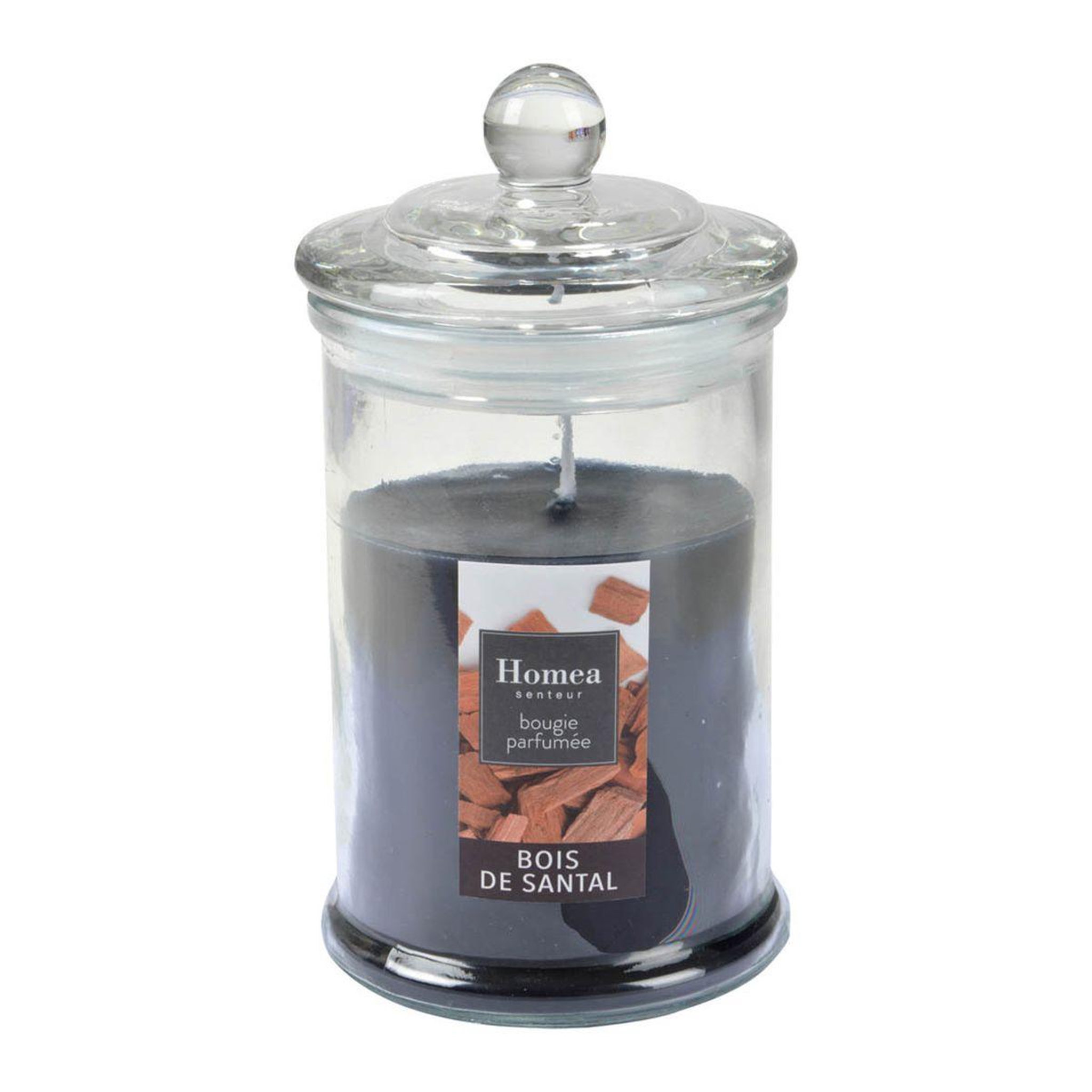 Voir la diapositive 1 : HOMEA Bougie parfumée bocal  essentiel ii  15cm bois de santal