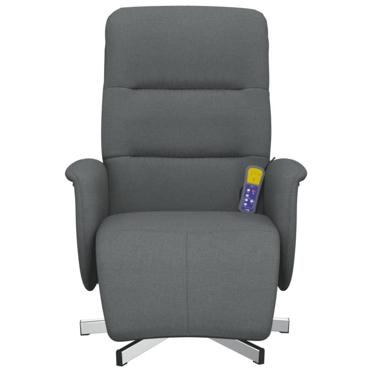 VIDAXL Fauteuil inclinable de massage et repose-pieds gris fonce tissu