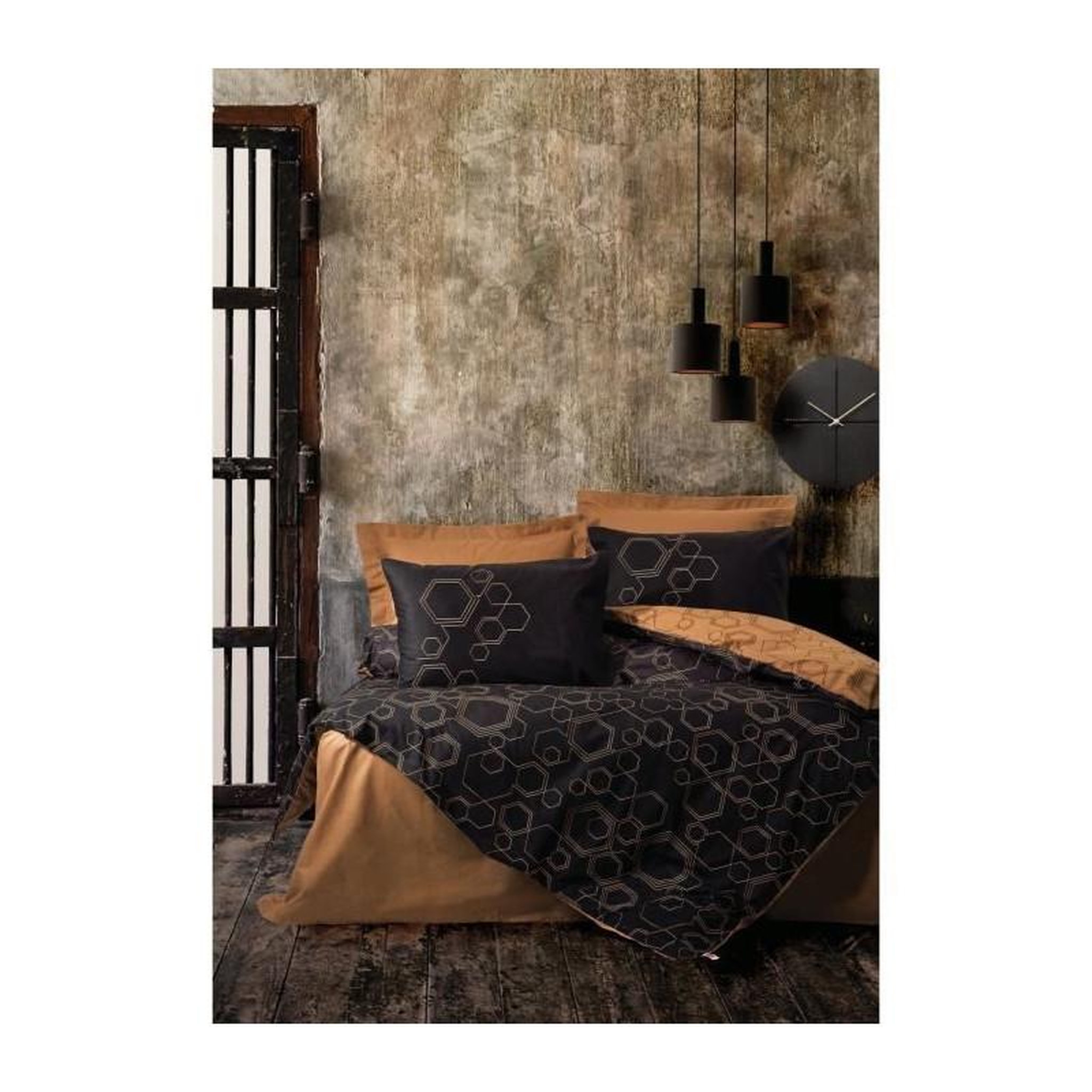 GENERIQUE Parure de lit - 129CTN62708 - 1 housse de couette 220 x 240 cm + 2 taies d'oreiller 60 x 60 cm - 100% coton ranforcé - Cuivre