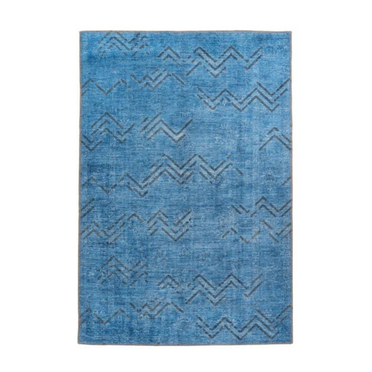 Paris Prix Tapis Tissé à Poils Courts  Antique  Bleu