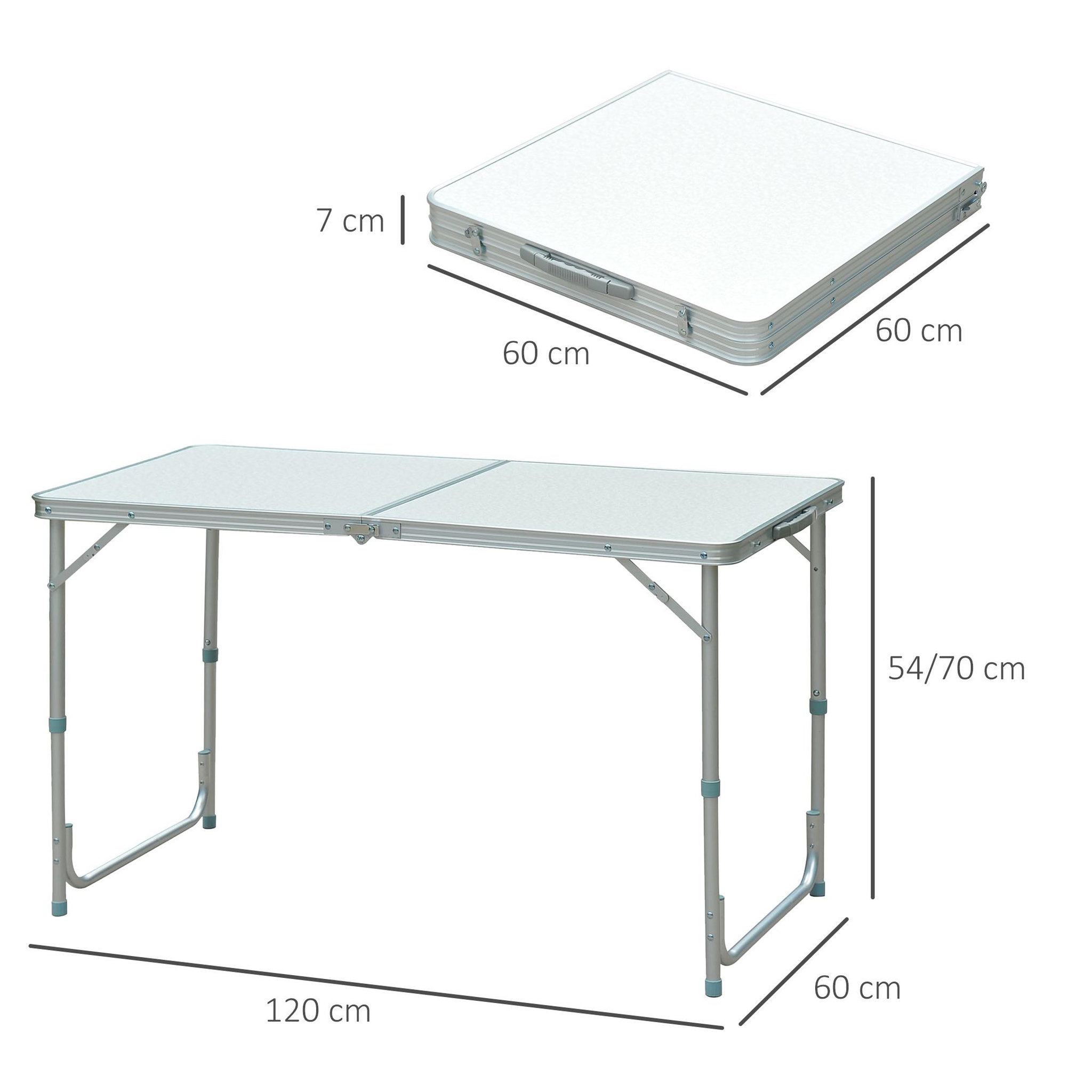 Voir la diapositive 3 : HOMCOM Table de camping reception pliante portable pique-nique buffet en aluminium
