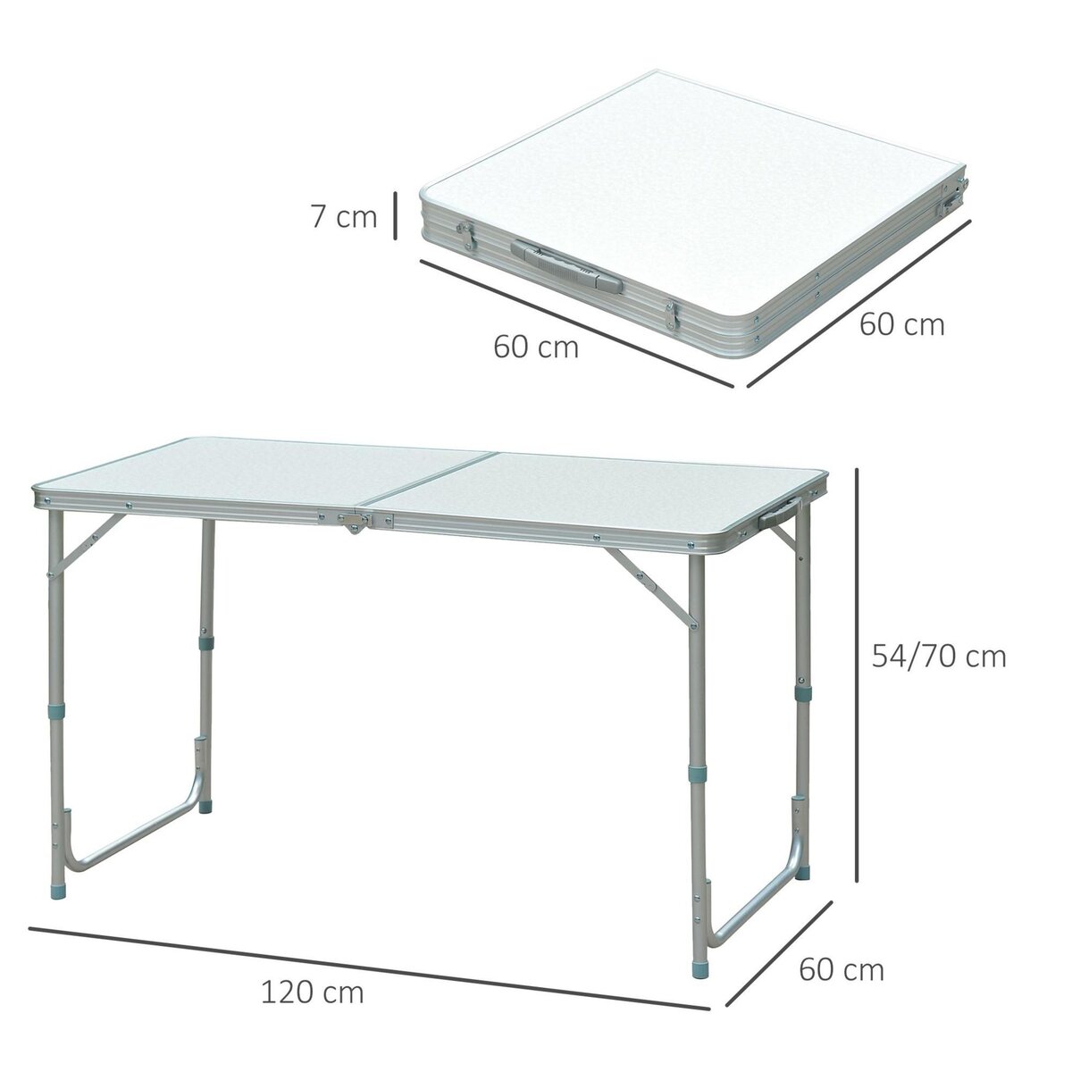 HOMCOM Table de camping reception pliante portable pique-nique buffet en aluminium
