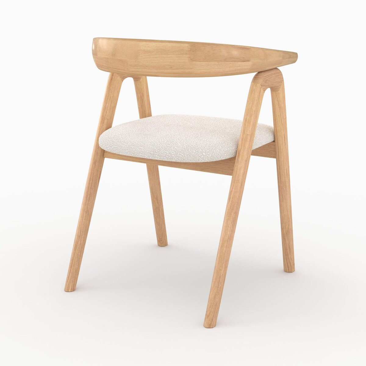 Rendez vous déco Chaise en bois d'hévéa foncé et tissu bouclé crème - Hawa