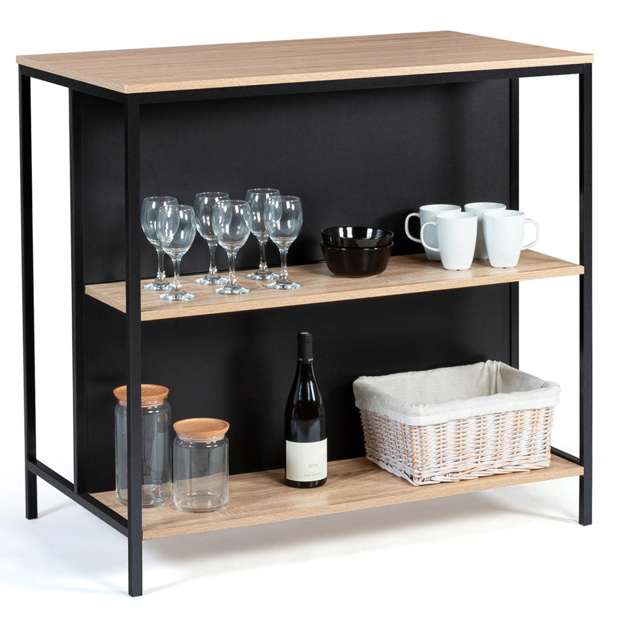 Voir la diapositive 5 : ID MARKET Ensemble table de bar îlot detroit et 2 tabourets design industriel