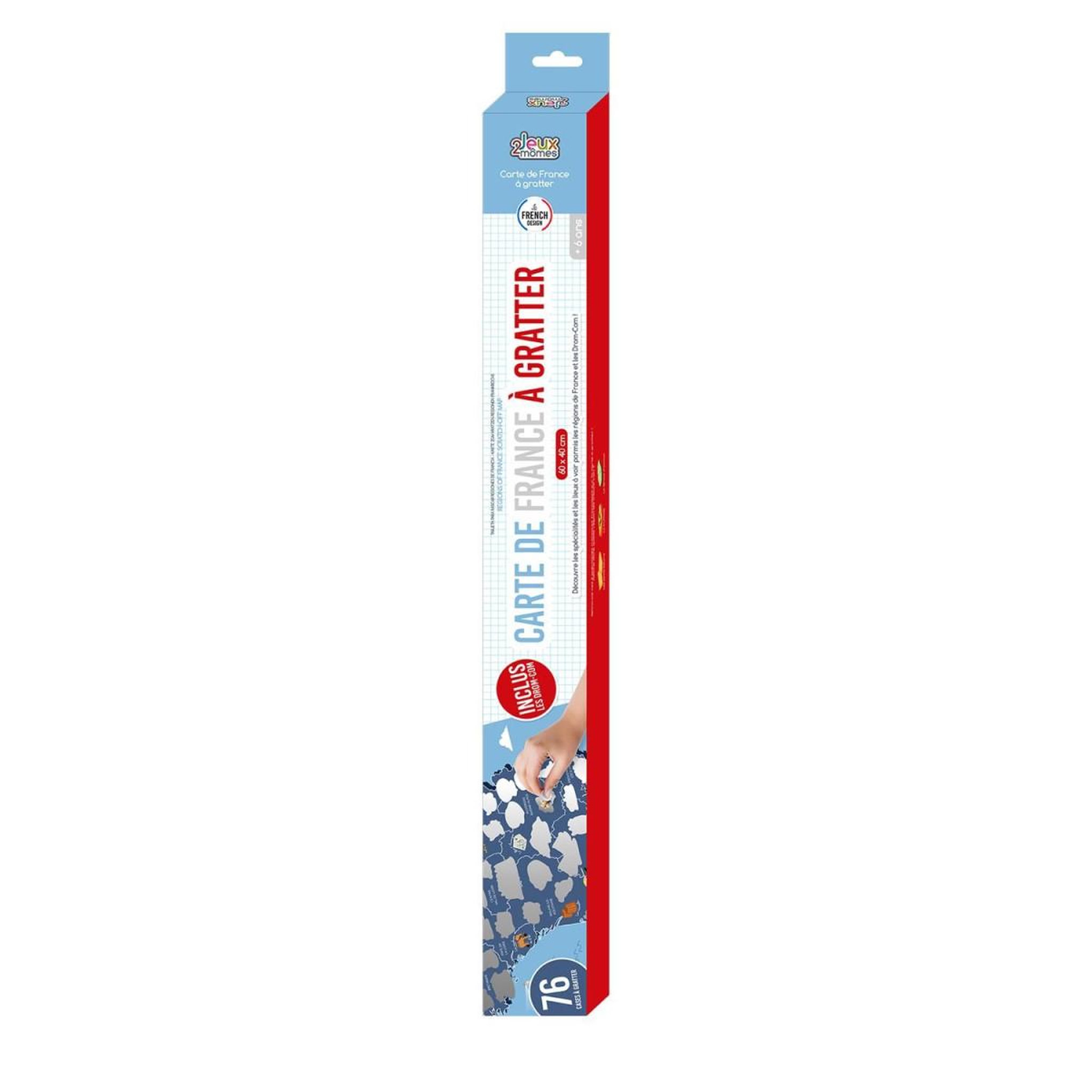 Voir la diapositive 2 : Jeux 2 momes Carte à gratter  régions de france  70cm bleu