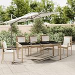 VIDAXL Table de jardin plateau en verre Resine tressee verre trempe