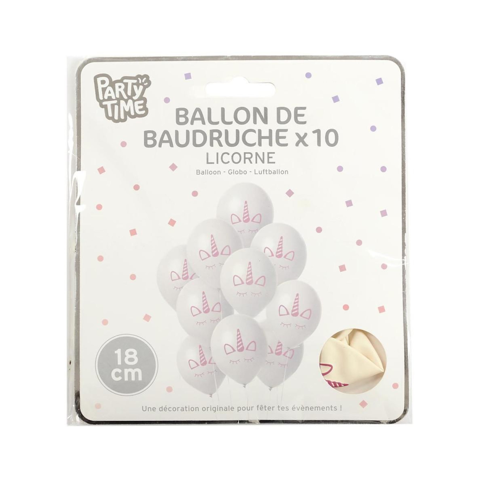 Voir la diapositive 2 : PARTY TIME Lot de 10 Ballons de Baudruche  Licorne  18cm Blanc