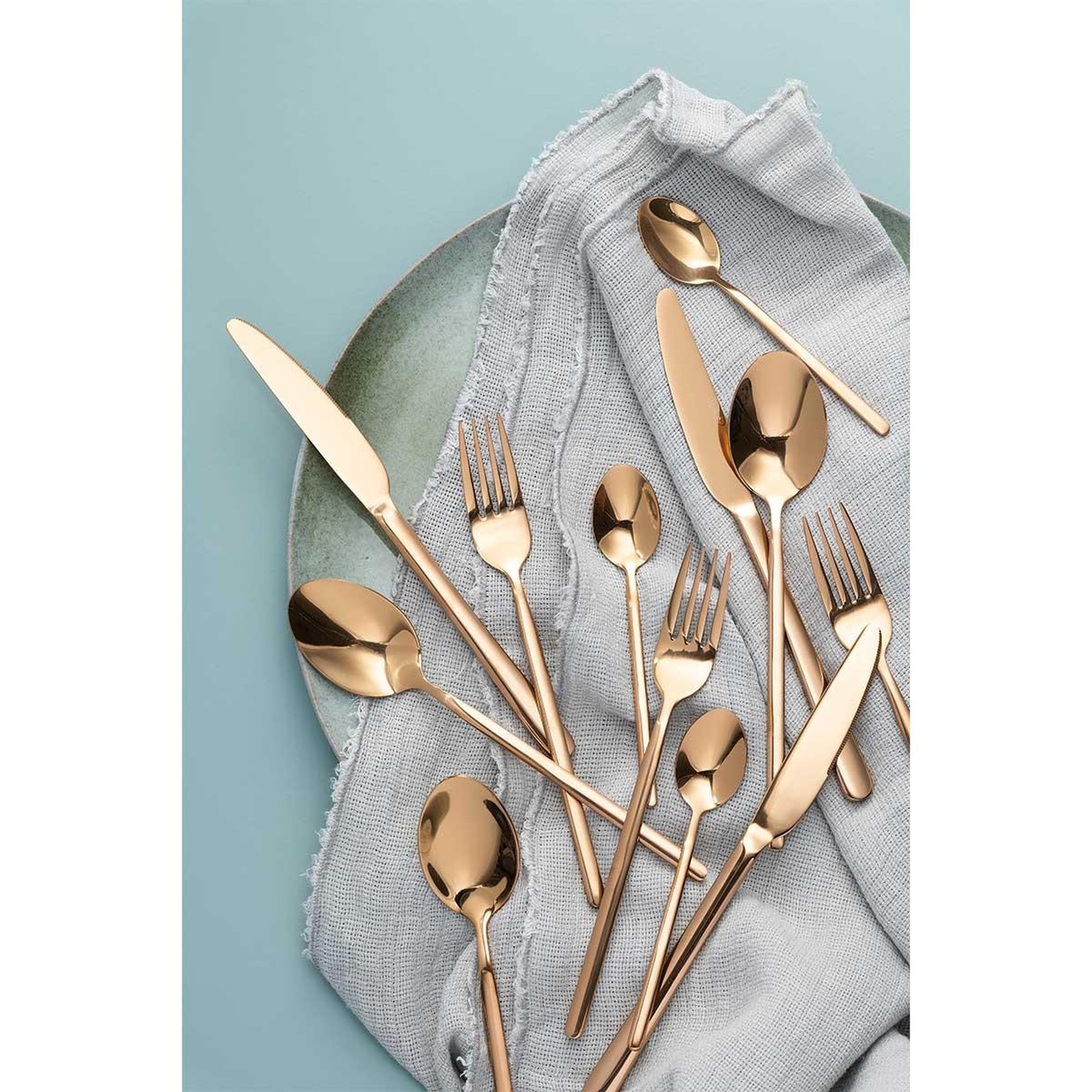 Voir la diapositive 3 : J-LINE Ménagère 24 Pièces en Inox  Brillant  27cm Cuivre