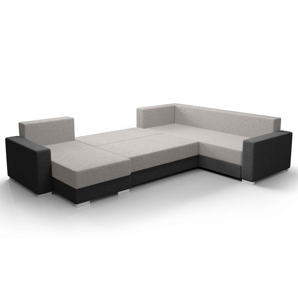 BEST MOBILIER Leslie - canapé panoramique d'angle réversible 7 places convertible avec coffre en tissu