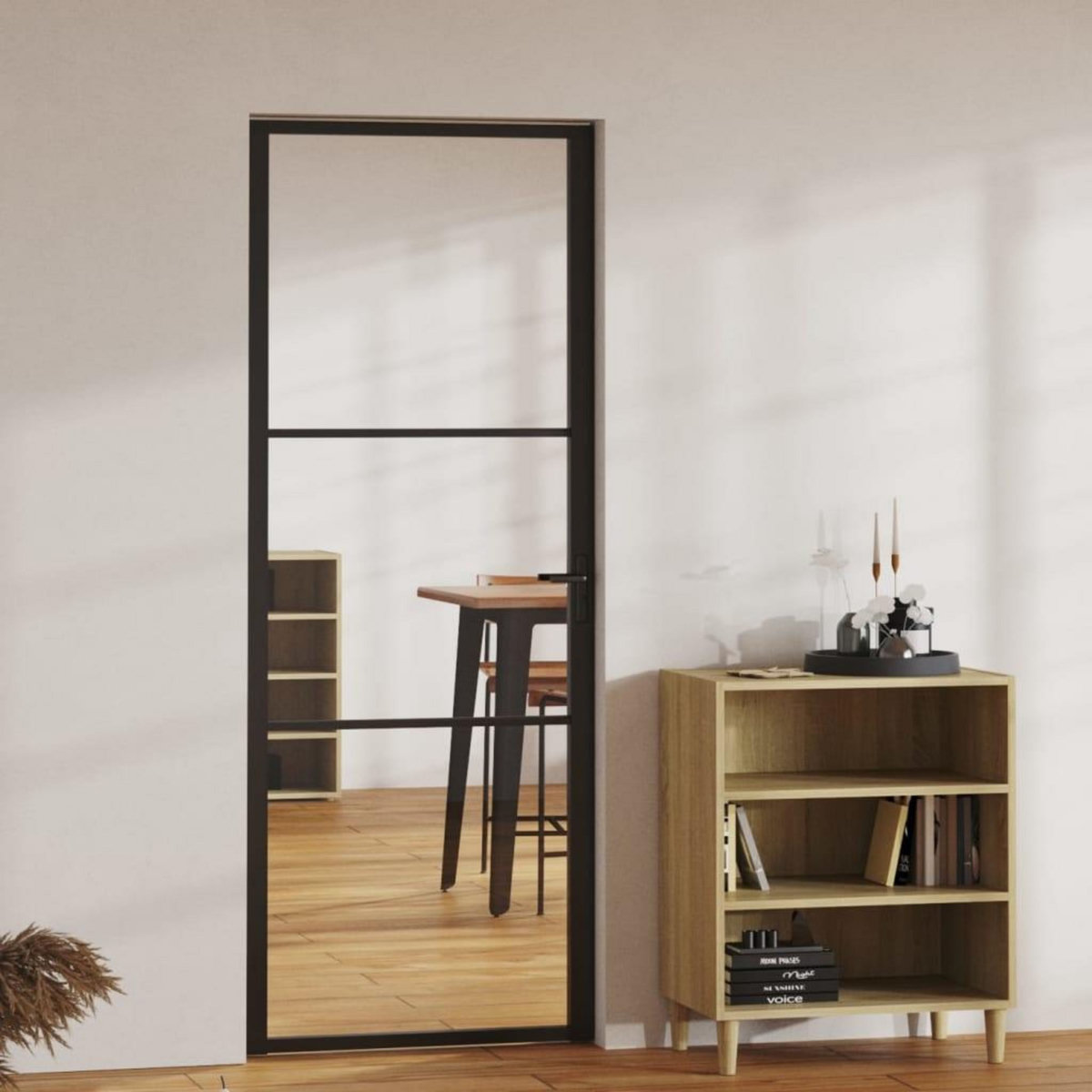 VIDAXL Porte interieure Verre ESG et aluminium 76x201,5 cm Noir