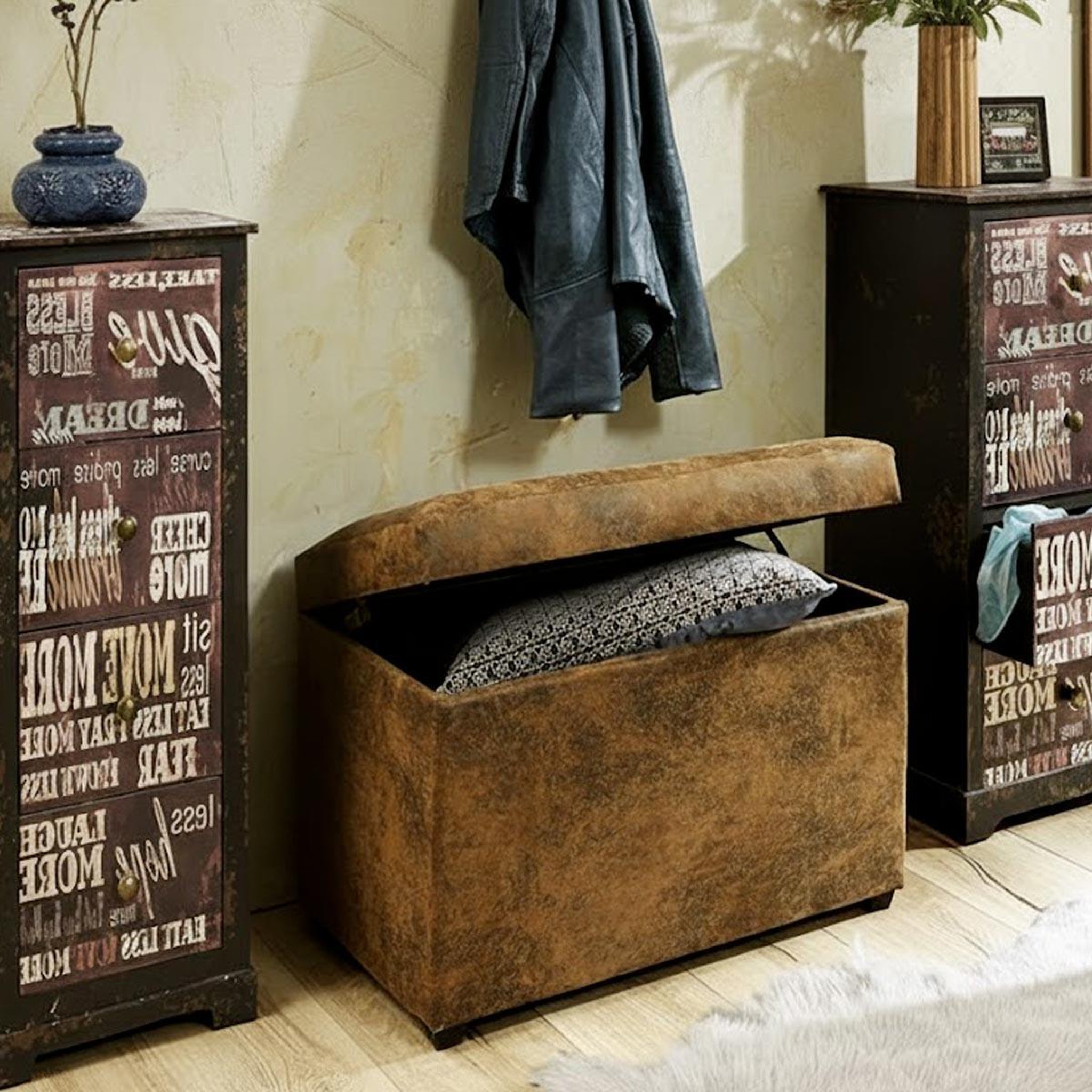 Voir la diapositive 6 : Paris Prix Banc coffre de rangement  timmy  58cm marron