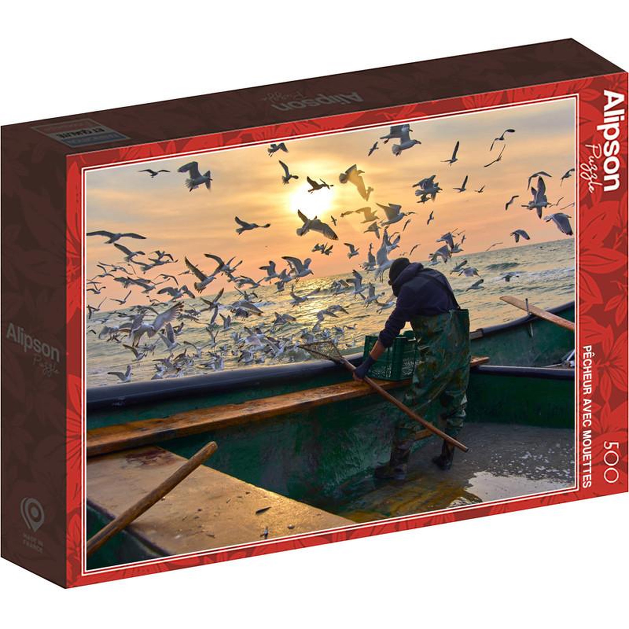 ALIZE Puzzle 500 pièces Pêcheur avec mouettes paysage marin – Alizé