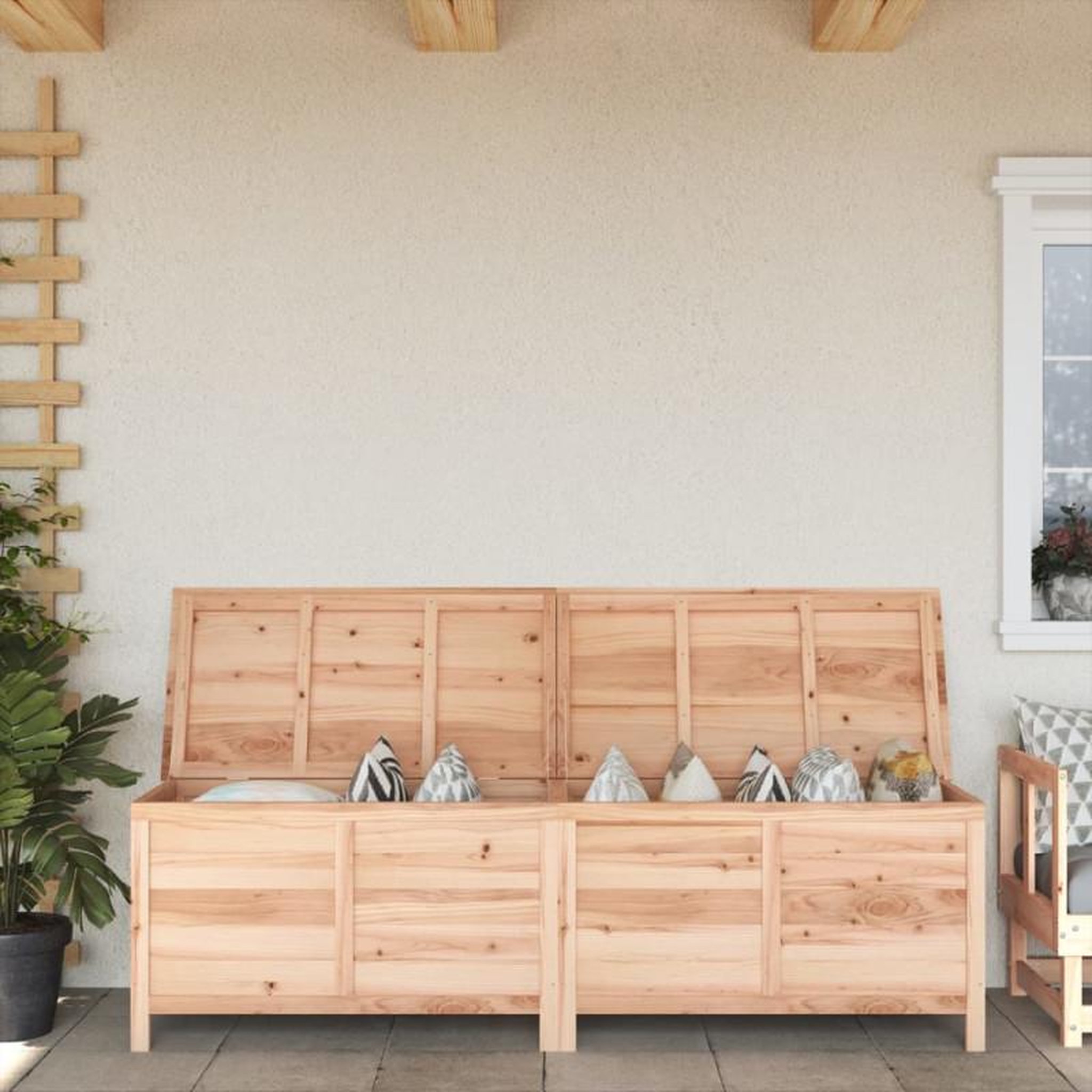 Voir la diapositive 1 : VIDAXL Boîte de rangement de jardin 198,5x50x56,5 cm bois massif sapin