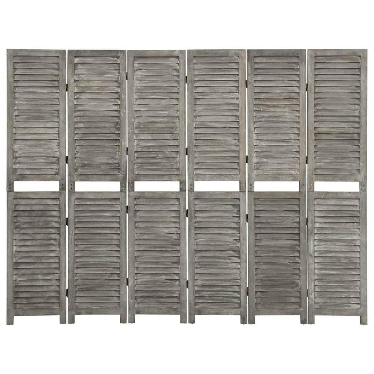 VIDAXL Cloison de separation 6 panneaux Gris 214x166 cm Bois solide