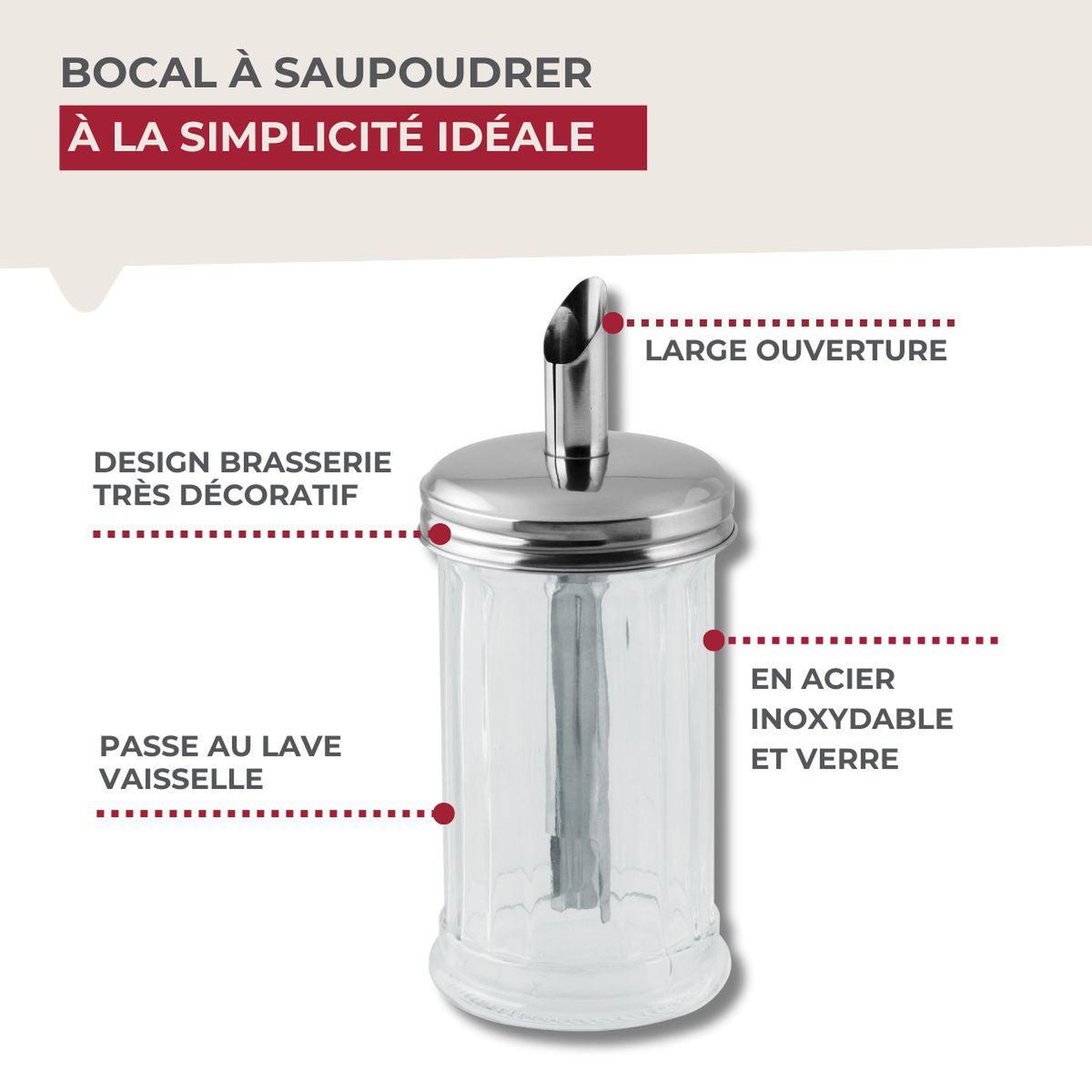 Voir la diapositive 4 : Fackelmann Doseur à sucre 350 ml bistro fackelmann