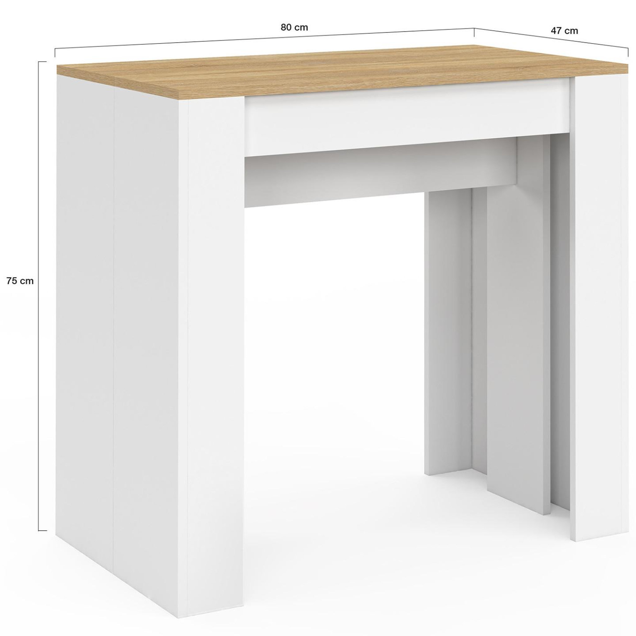 Voir la diapositive 5 : ID MARKET Table console extensible orlando 10 personnes 235 cm bois blanc et façon hêtre