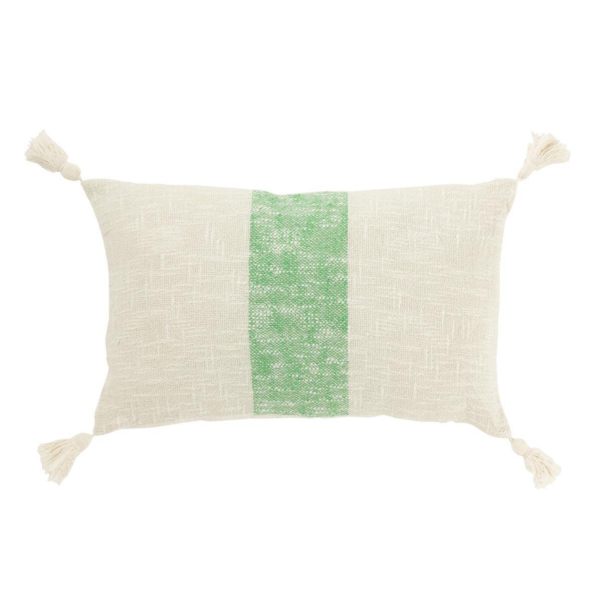 J-LINE Coussin déco ligne  polly  30x50cm blanc & vert
