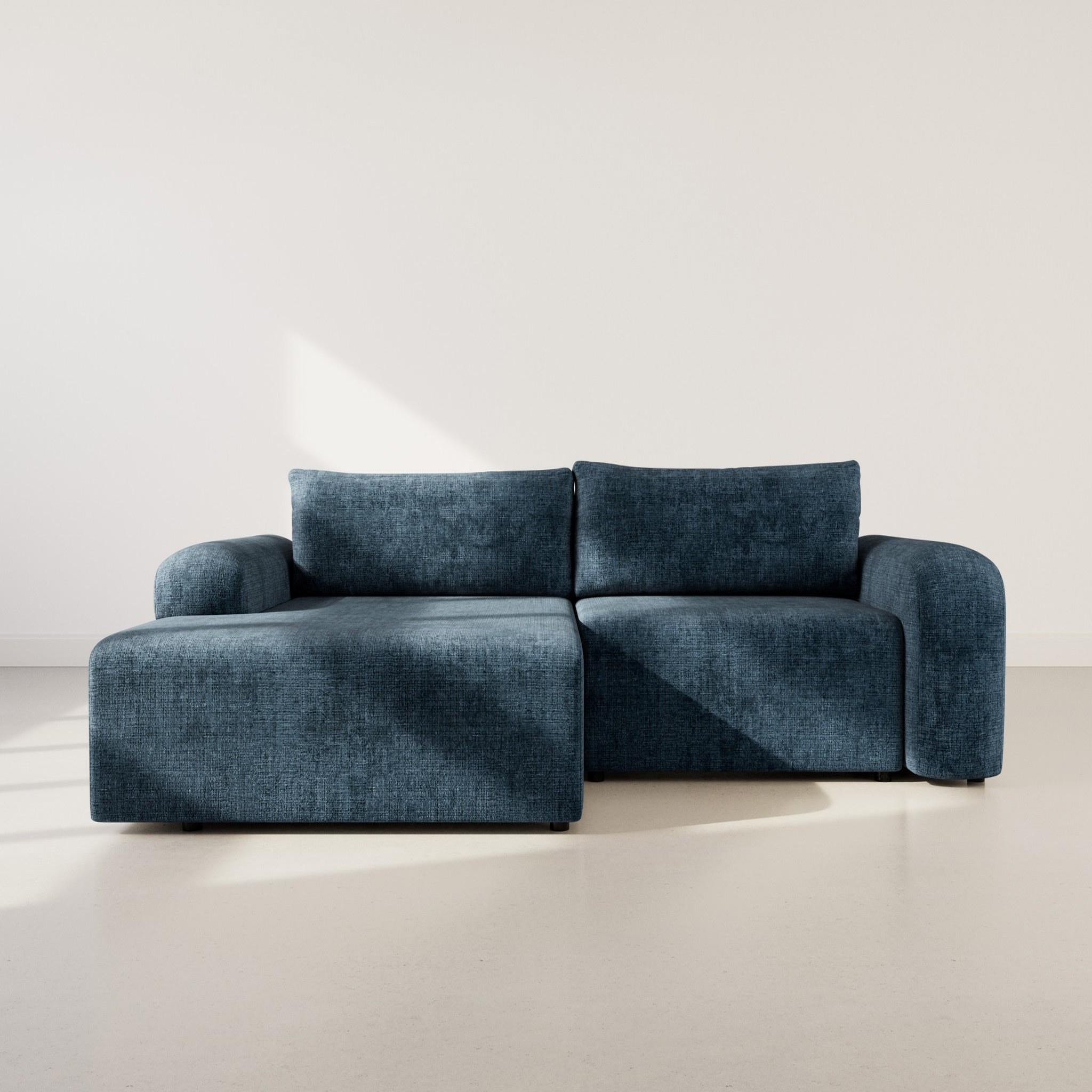Voir la diapositive 5 : BEST MOBILIER Rebecca - canapé d'angle gauche 4 places convertible avec coffre en velours texturé