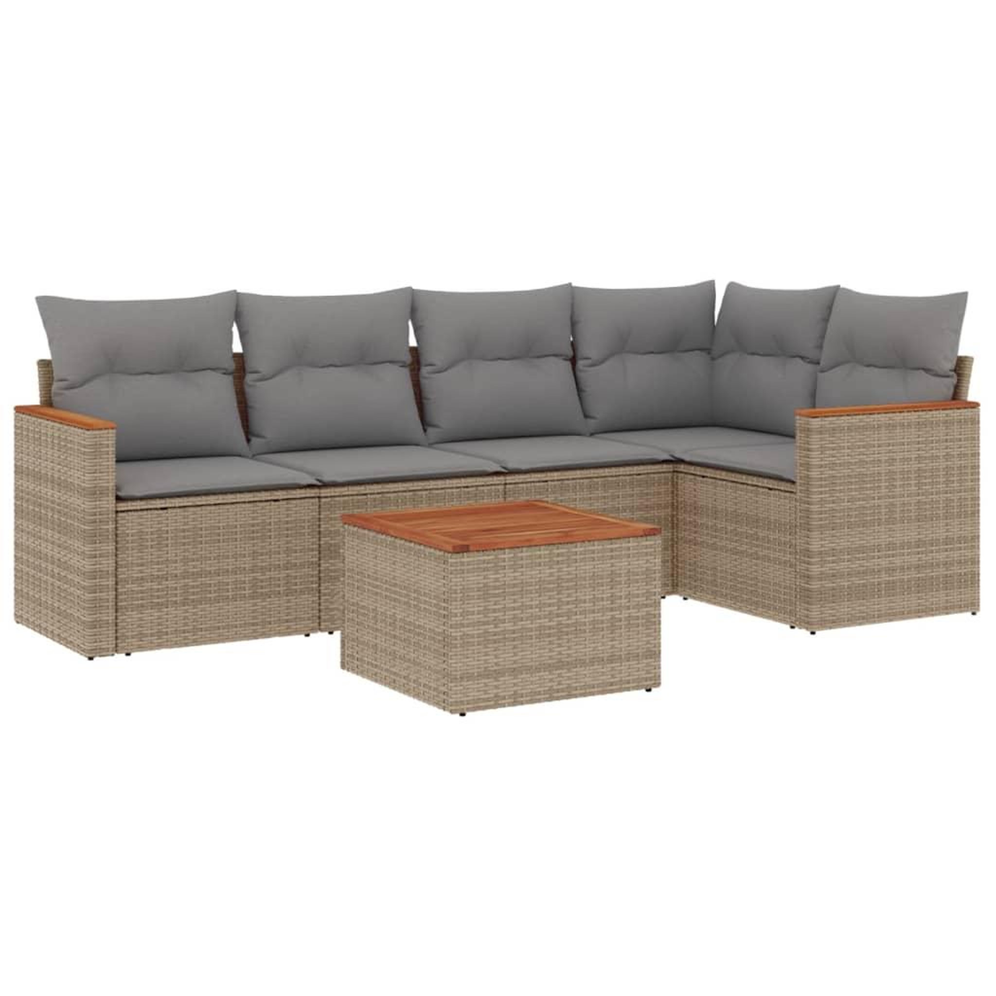 Voir la diapositive 2 : VIDAXL Salon de jardin avec coussins 6 pcs beige resine tressee