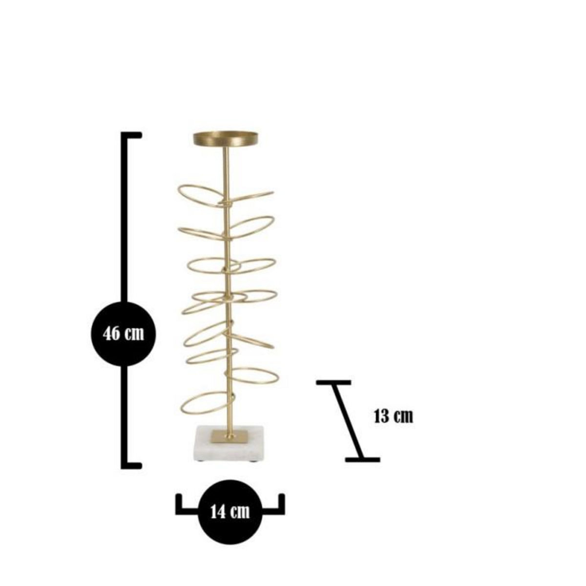 Paris Prix Bougeoir Design en Métal  Rings  46cm Or