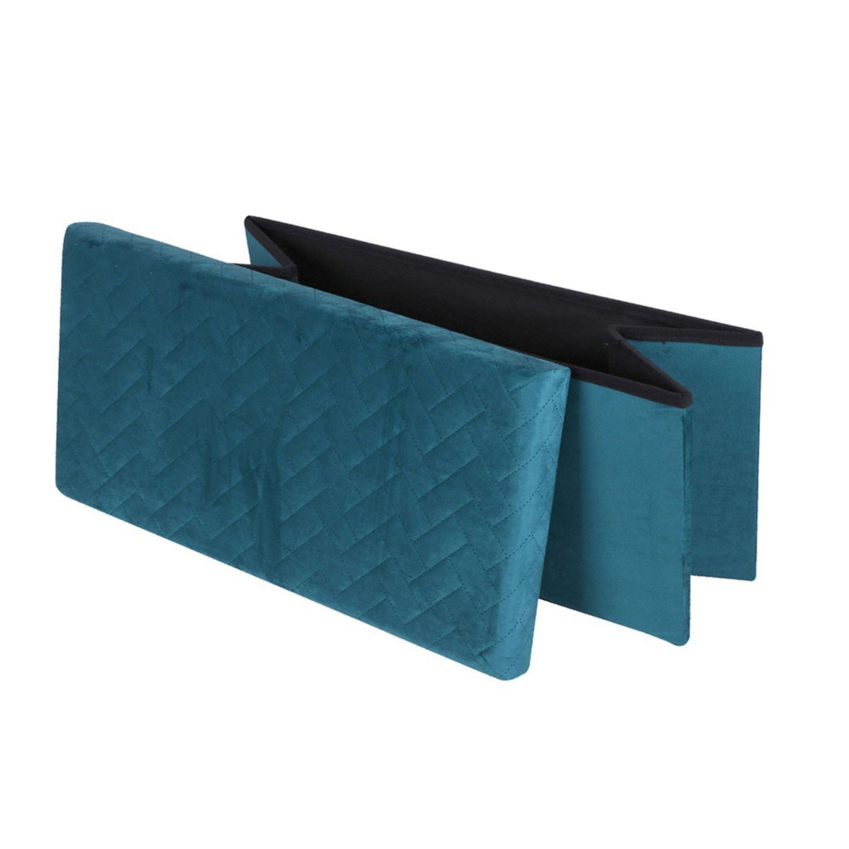 TOILINUX Banc de rangement pliable Kube en velours - Bleu vert