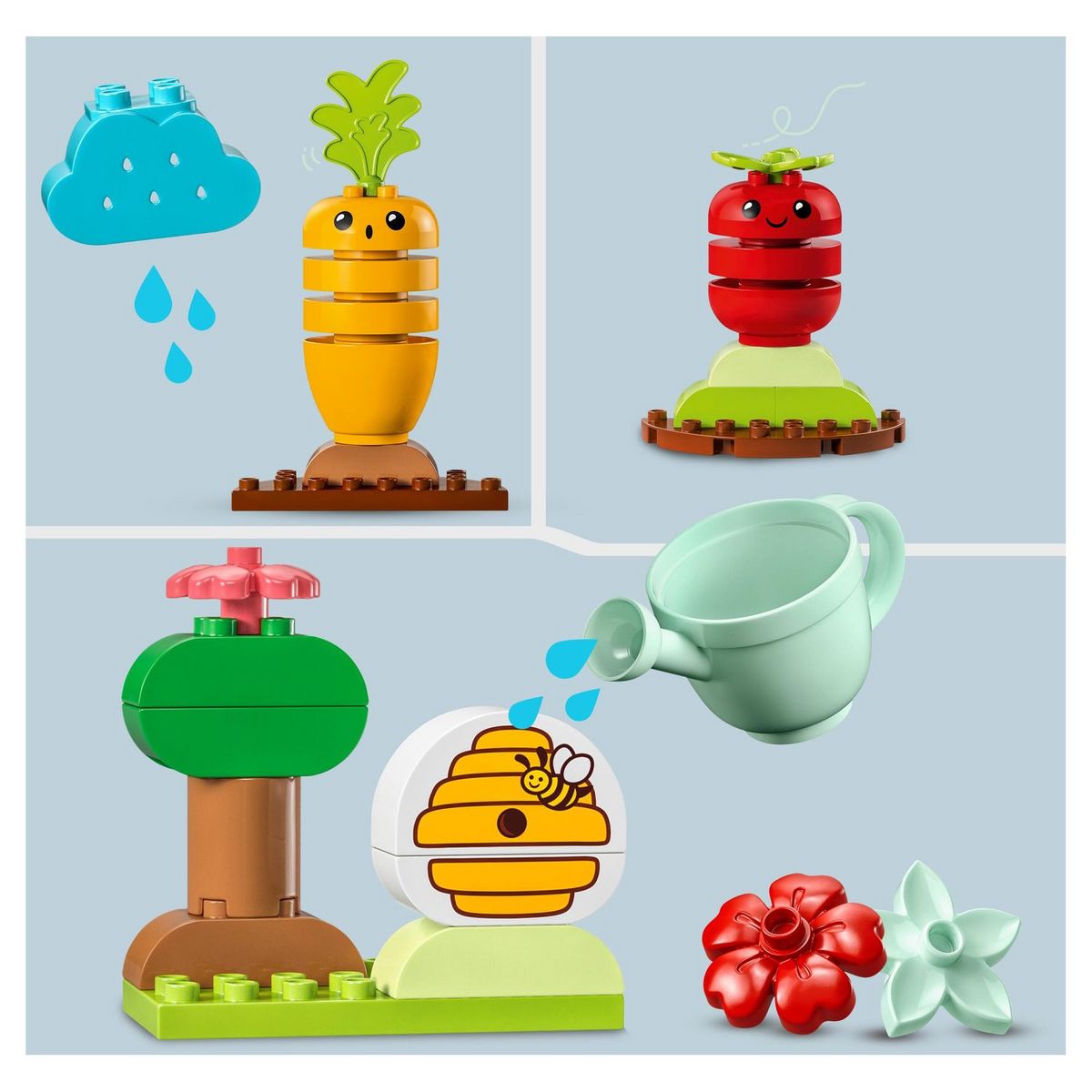 LEGO DUPLO 10984 - Le jardin bio, Jouets à Empiler pour Bébés et Enfants Dès 1,5 An, Jeu Éducatif avec Coccinelle, Bourdon, Fruits et Légumes