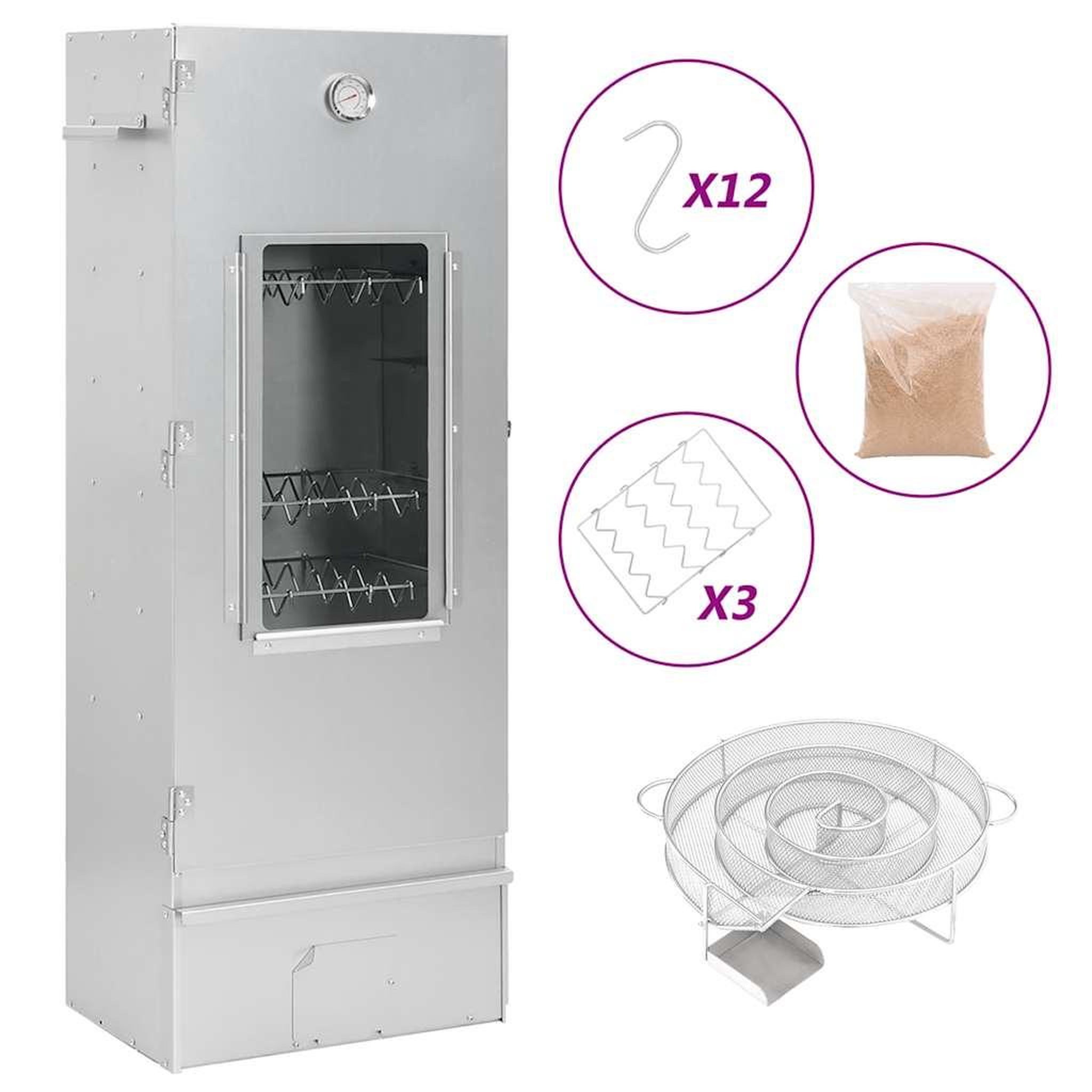 VIDAXL Fumoir a four a BBQ generateur de fumee froide acier galvanise