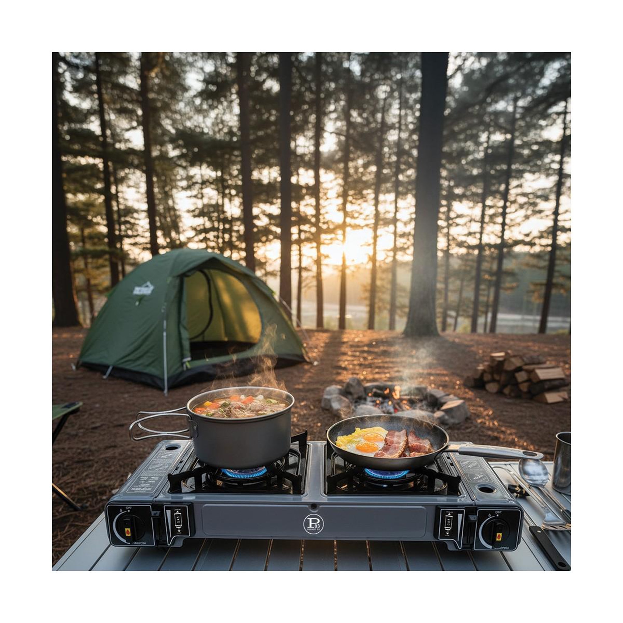 Voir la diapositive 4 : INTEC Réchaud à gaz 2 feux 3800w allumage piezo + 8 cartouches gaz butane - cuisinière à gaz portable camping cuisine extérieure intec