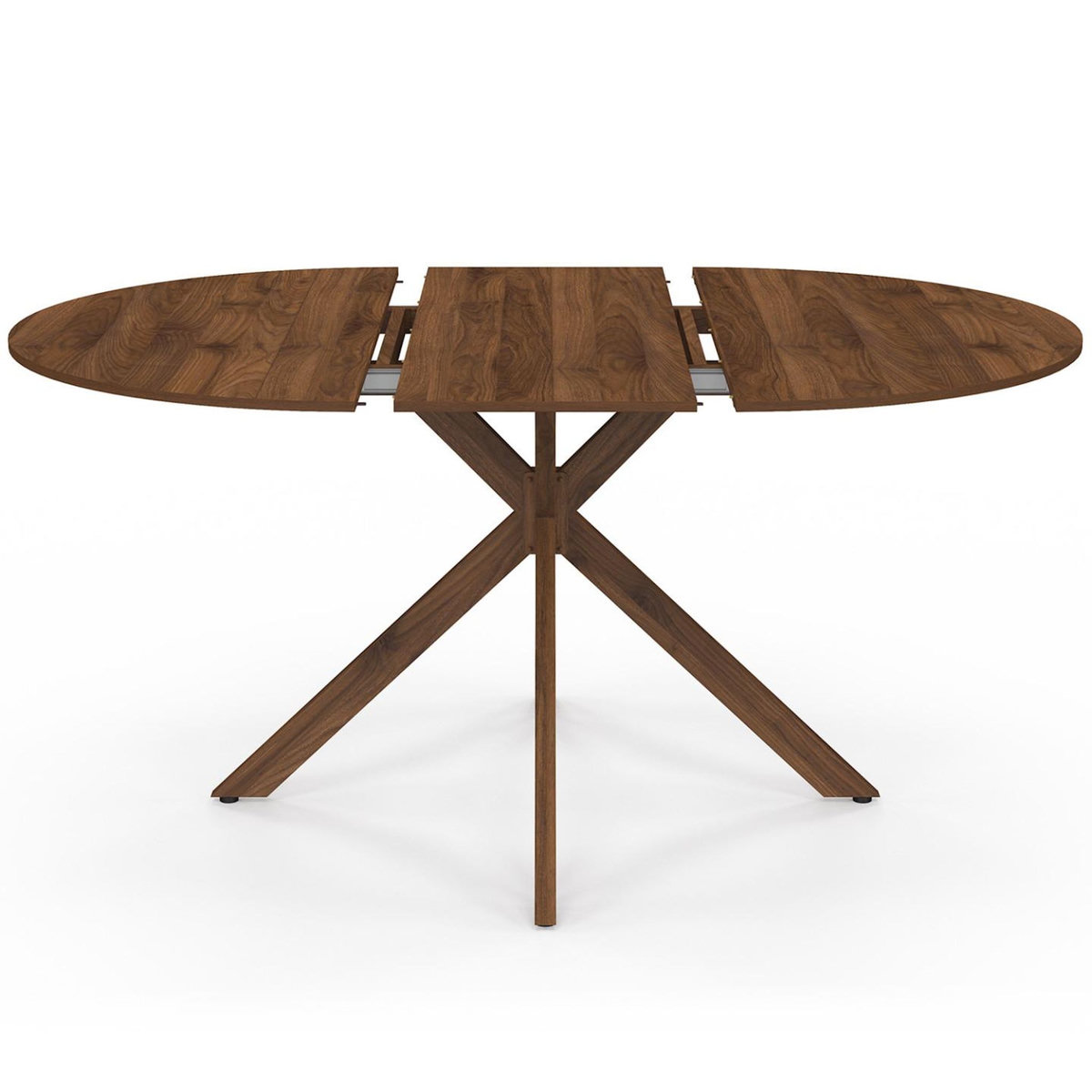 ID MARKET Table à manger extensible ronde ALIX 4-8 personnes pied araignée noyer 110-150 cm