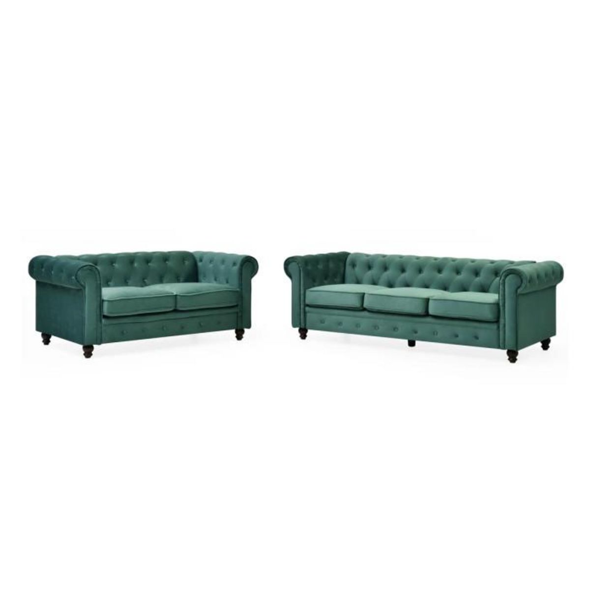 Paris Prix Canapé 3 Places Velours  Chesterfield  209cm Vert