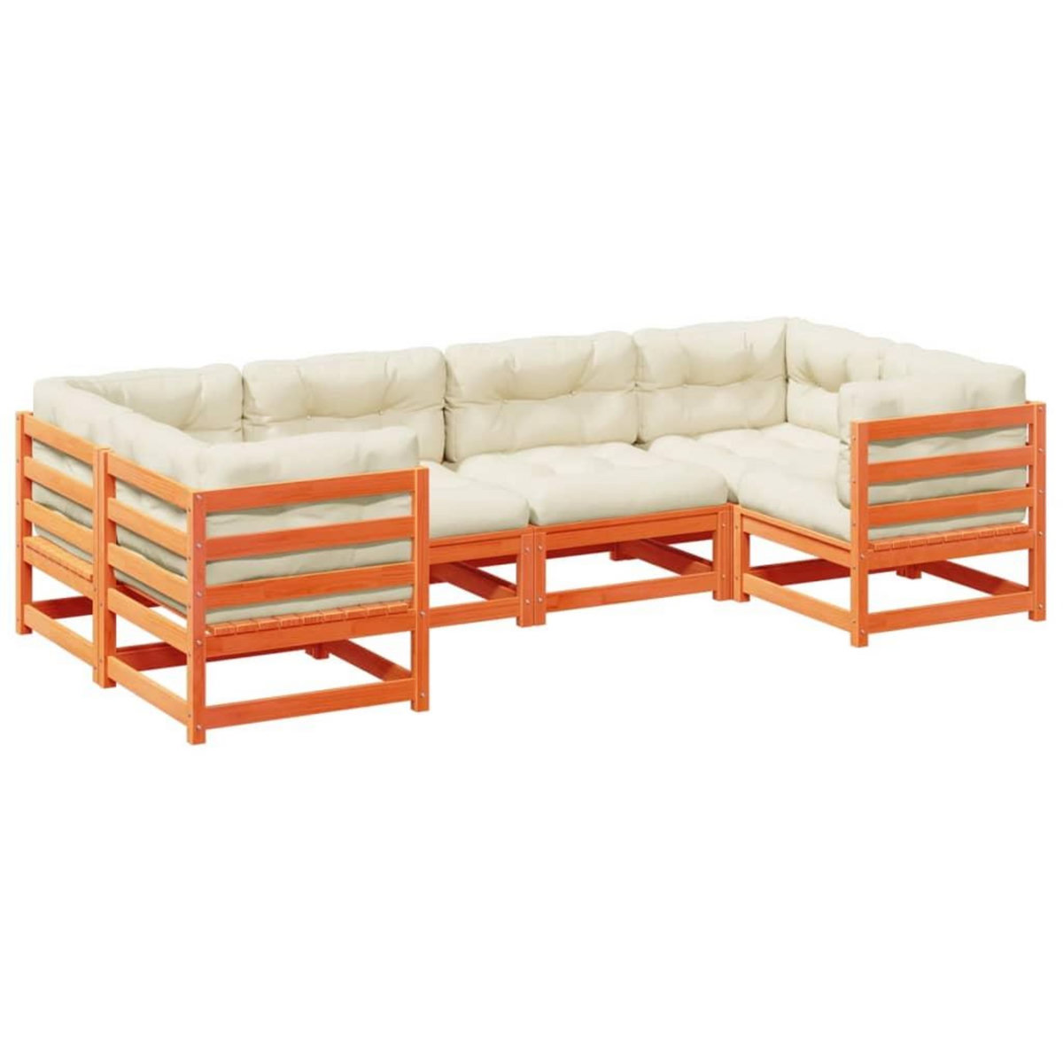 VIDAXL Salon de jardin 6 pcs avec coussins cire marron bois pin massif