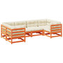Voir la diapositive 2 : VIDAXL Salon de jardin 6 pcs avec coussins cire marron bois pin massif