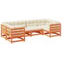 Voir la diapositive 2 : VIDAXL Salon de jardin 6 pcs avec coussins cire marron bois pin massif