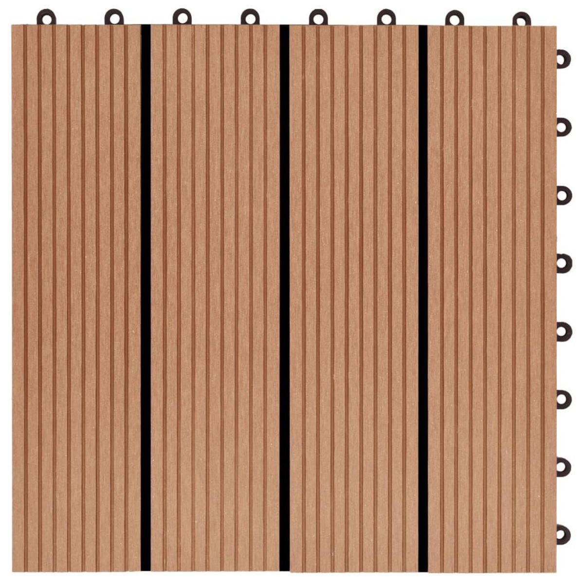 VIDAXL Carreau de terrasse 11 pcs WPC 30 x 30 cm 1 m^2 Couleur Teck