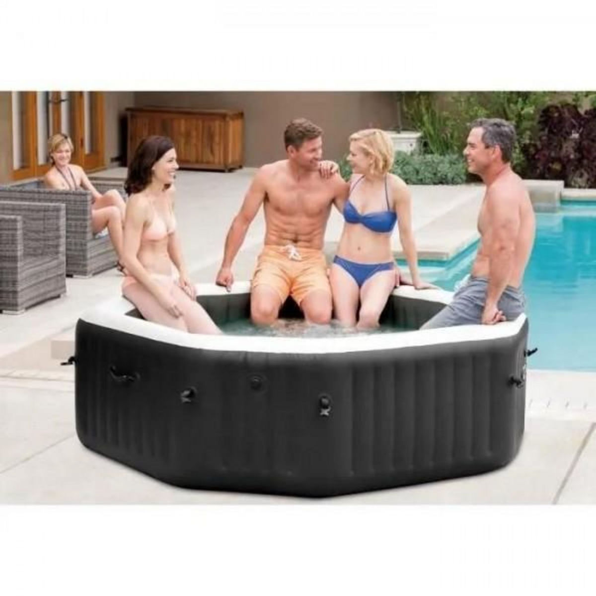 INTEX Spa gonflable INTEX - Carbone - 201 x 71 cm - 4 places - Octogonal - 28458EX