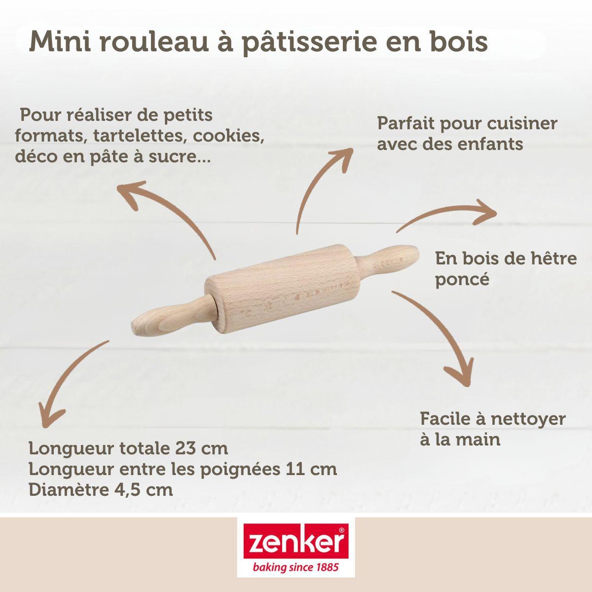 Voir la diapositive 4 : ZENKER Tampon alphabet pour biscuit zenker et mini rouleau à pâtisserie