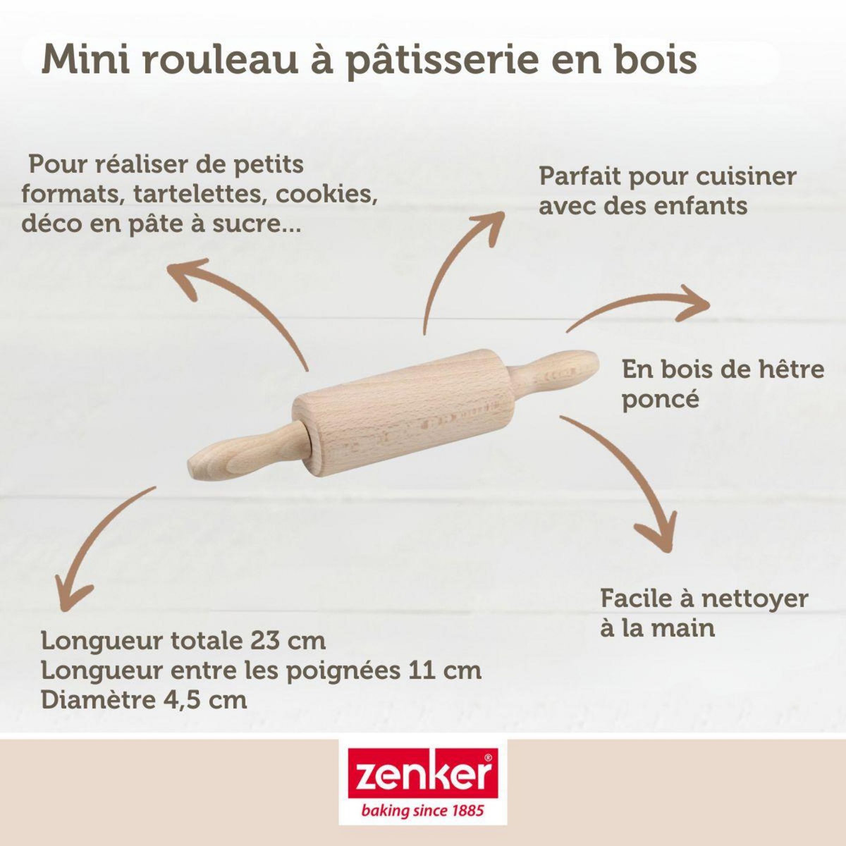 ZENKER Tampon alphabet pour biscuit Zenker et mini rouleau à pâtisserie