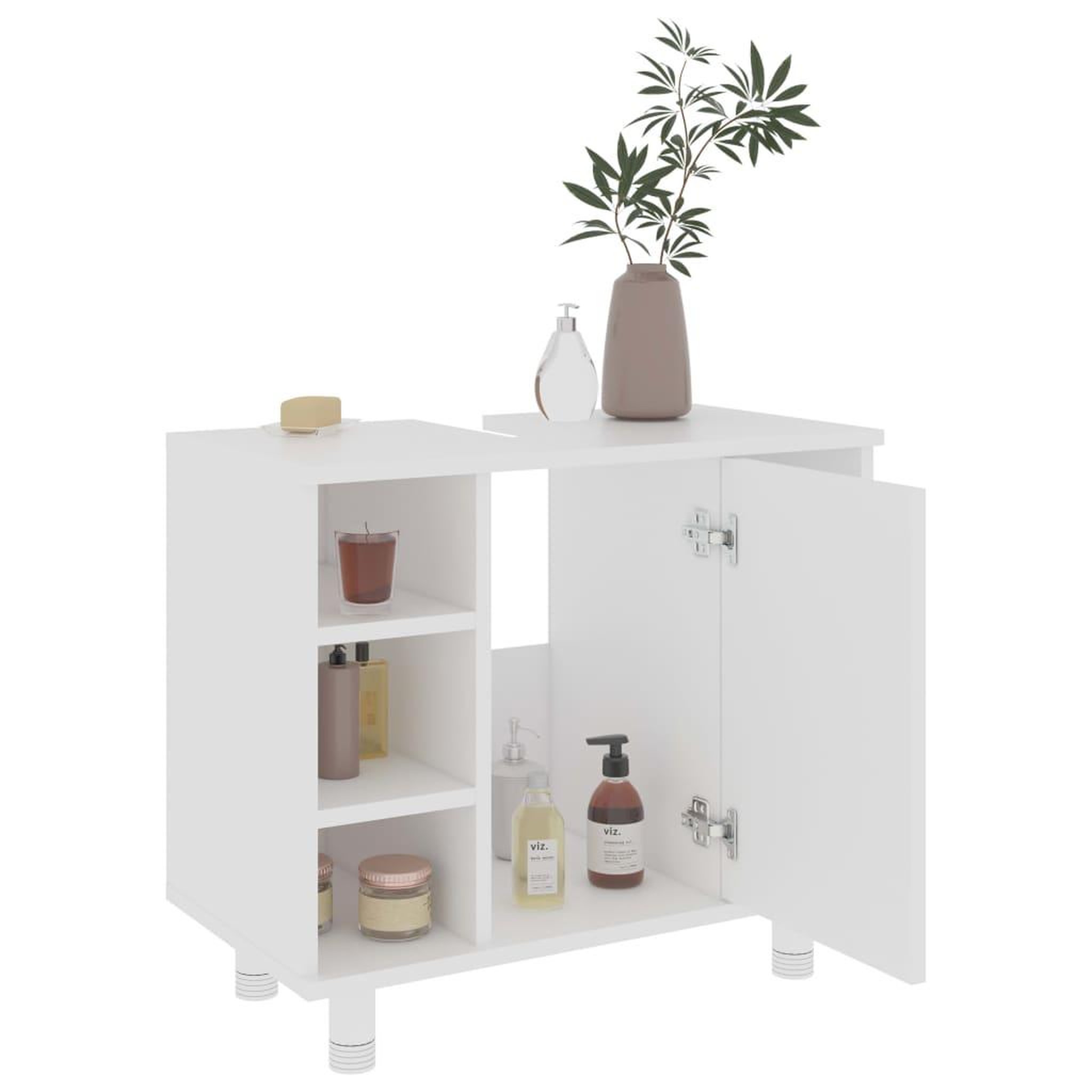 Voir la diapositive 4 : VIDAXL Armoire de salle de bain Blanc 60x32x53,5 cm Bois d'ingenierie