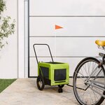 VIDAXL Remorque de velo pour animaux de compagnie vert et noir