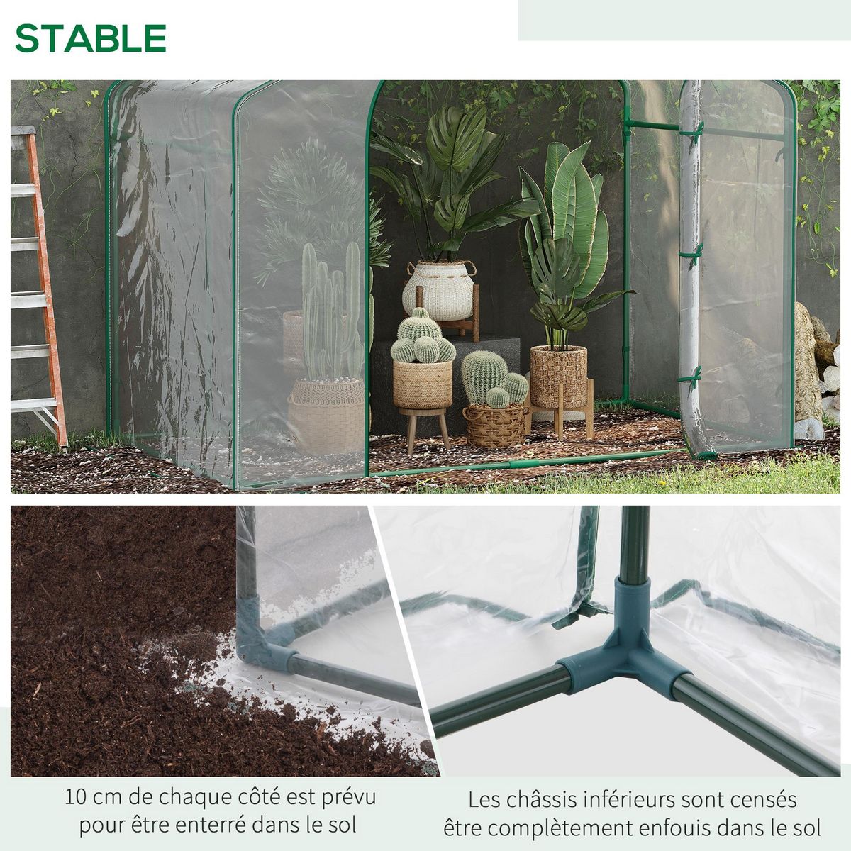 OUTSUNNY Serre de jardin balcon terrasse serre pour tomates 1,8L x 1l x 1,68H m acier PVC imperméable transparent vert