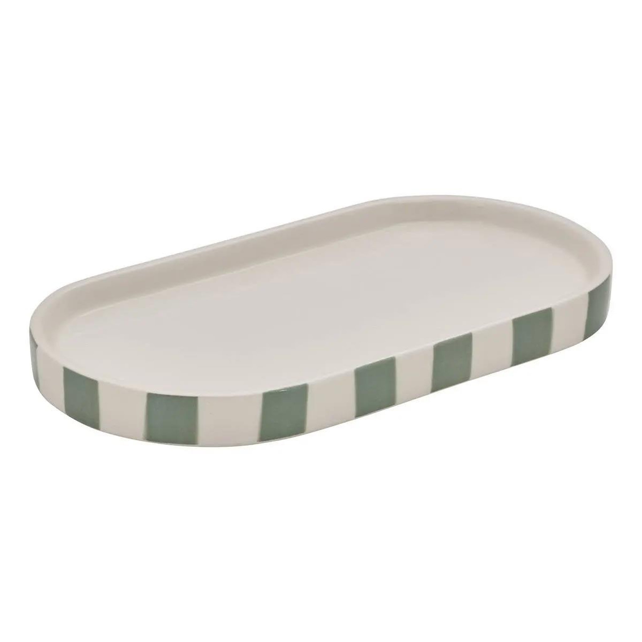 FIVE Plateau de salle de bain en céramique  strio  23cm vert céladon