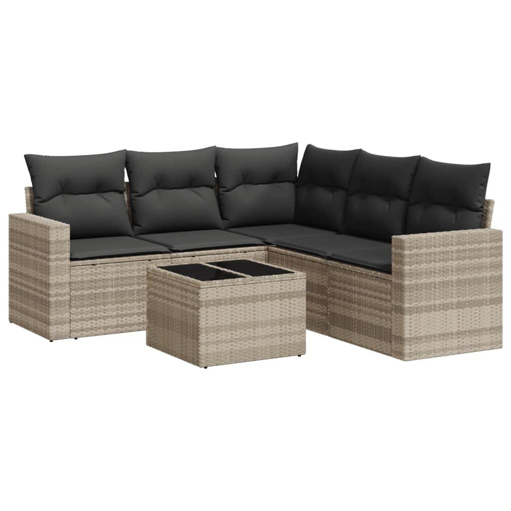 Voir la diapositive 2 : VIDAXL Salon de jardin 6 pcs avec coussins gris clair resine tressee
