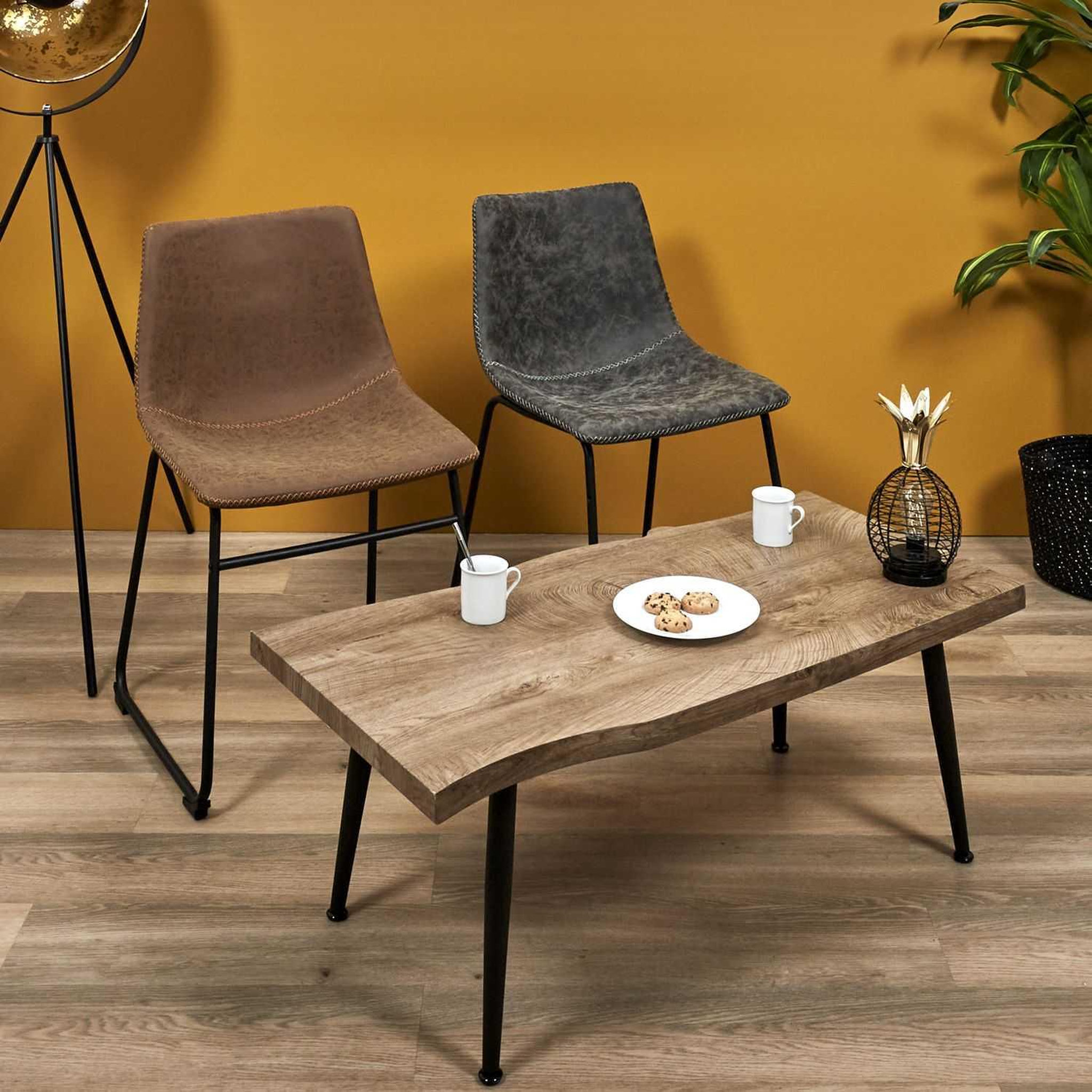 Voir la diapositive 6 : TOILINUX Table basse forest en métal et mdf - noir et marron